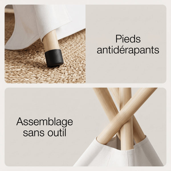 Tipi pour chat avec pieds antidérapants et poteaux assemblables facilement sans outil